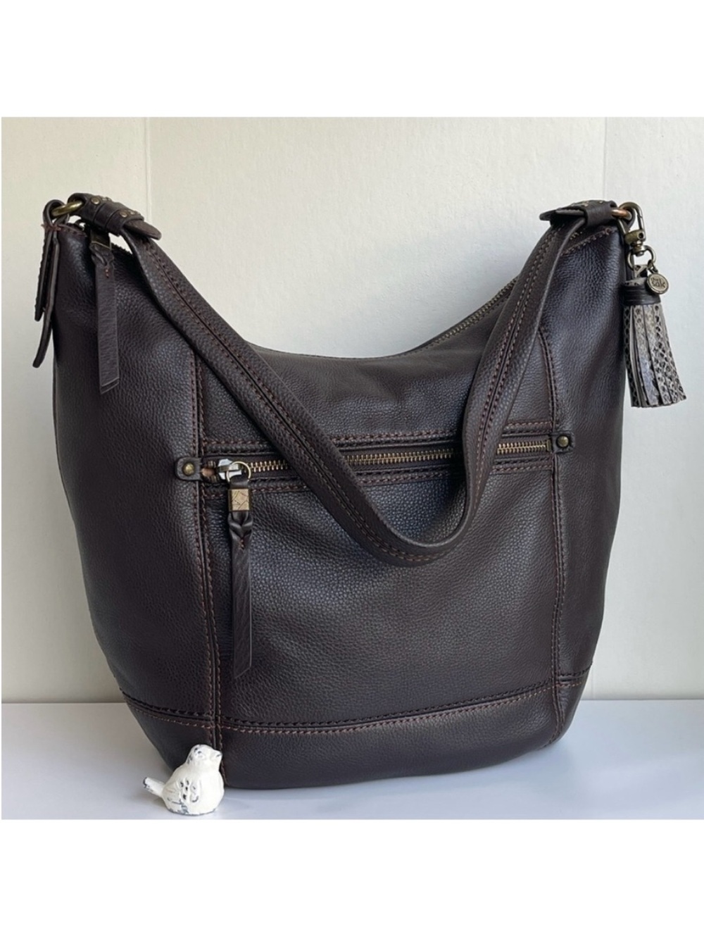 The Sak Sequoia Brown Genuine Leather Hobo Shoulder Bag